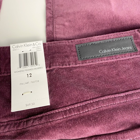 NWT Calvin Klein Dark Purple Corduroy Straight Leg Natural Midrise Pants Stretch - Picture 5 of 9